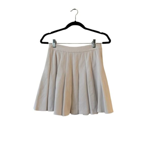 Theory Womens Summer Pique Pleated Mini Skirt Size 0 White Knit A-Line High Rise - Picture 2 of 8